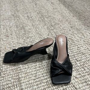 Charles by Charles David Black Knot-Front Square Toe Mules